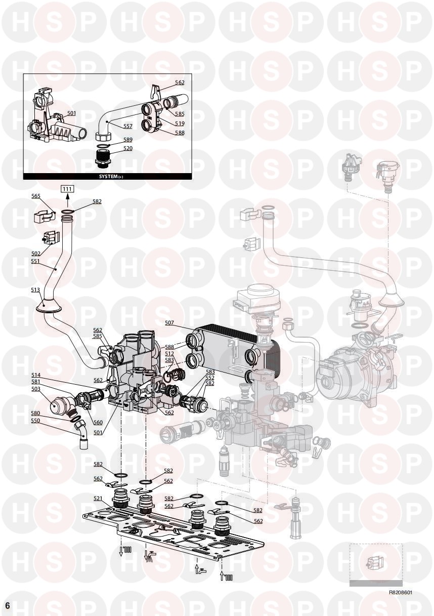 Ariston Clas HE Evo System 30 (Flow Group)Diagram Heating Spare Parts